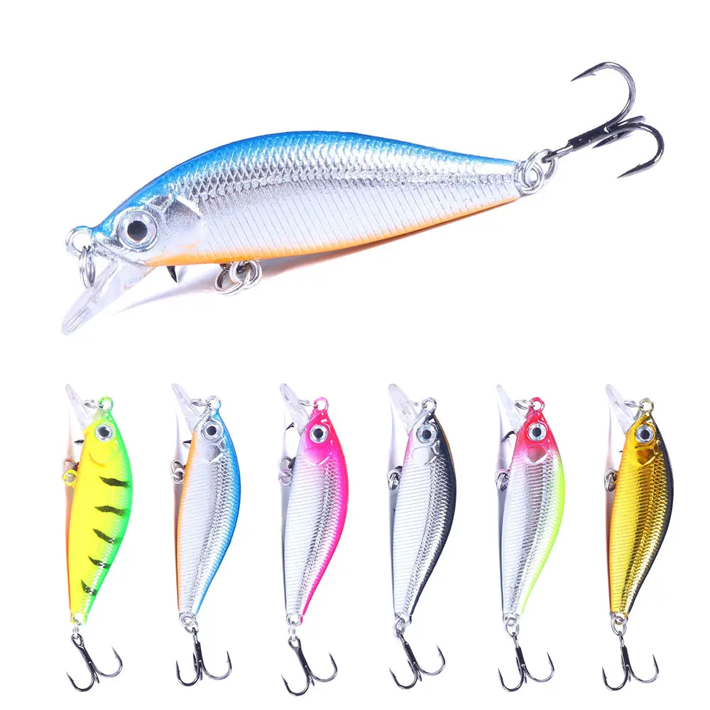 

fishing lure hard bait minnow set 5cm 3g small crankbait sinking wobblers hook lures, 10colour available/unpainted/customized