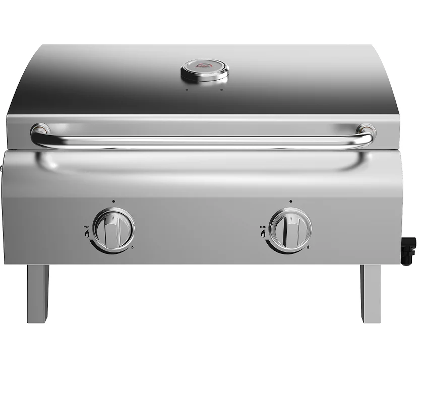 

2 Burner Automatic Smokeless Barbecue Stainless Steel Gas BBQ Grill, Black