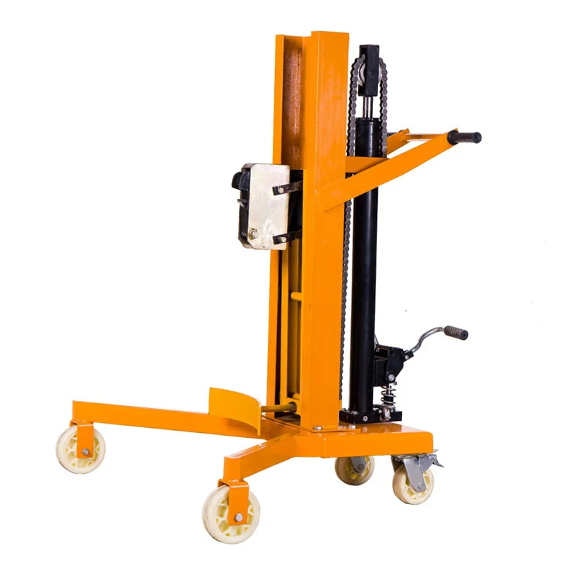 

350kg 450kg oil drum lifter truck plastic bucket stacker iron bucket manual hand hydraulic handling machine