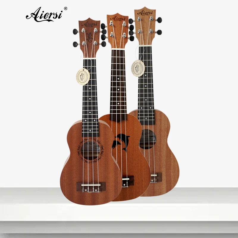 

Aiersi brand wholesale price 21 inch mahogany wood soprano handmade ukulele chord practice