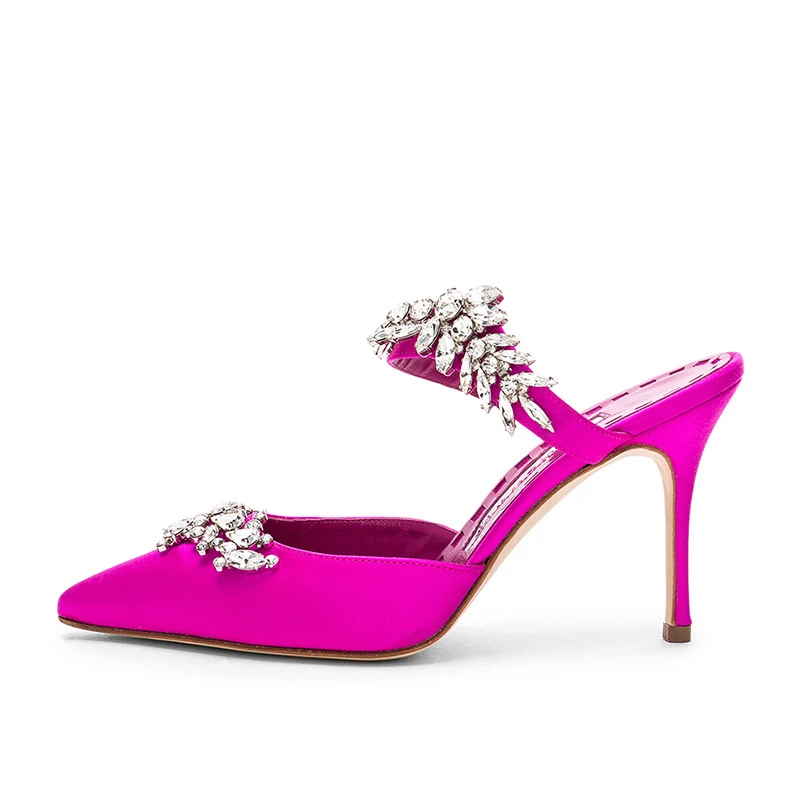 european trendy ankle lace up talon haut closed toe rhinestone sandals woman luxury heels