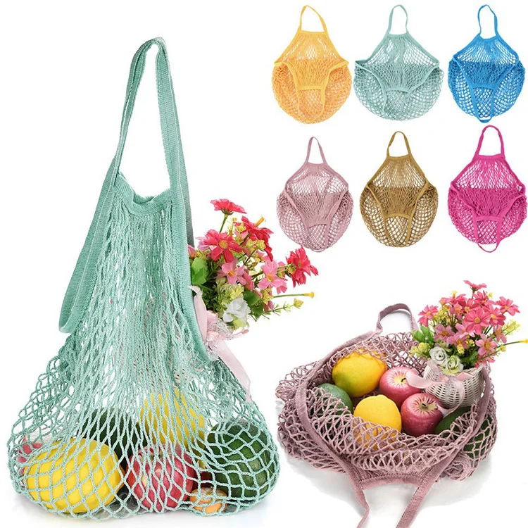 

eco friendly cotton mesh tote bag durable organic net shopping bag women market reusable mesh grocery bags, Customized color