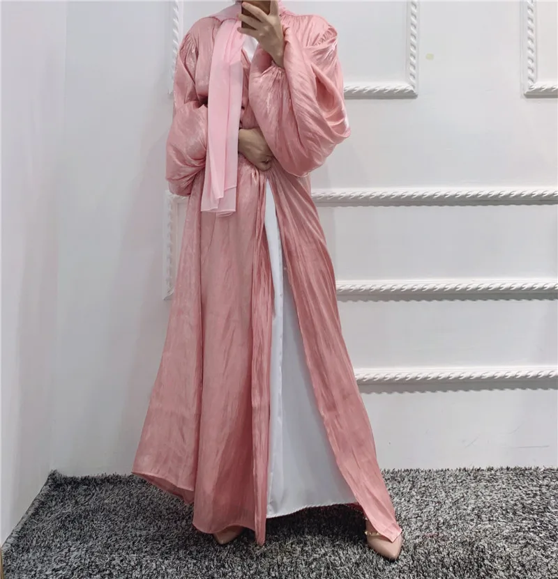 

2021 new design Arab Turkish Front open abaya Dubai fancy shinny Abaya Middle east Islamic Front open abaya, Beige,army green,black,gray,pink