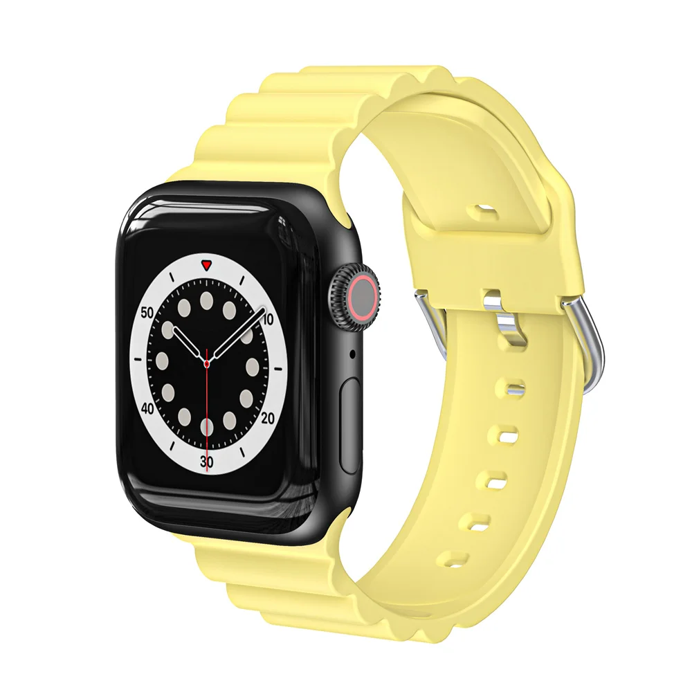

Luxury fitness soft Silicone Watch band 44 42 40 38 mm with metal buckle watch strap for apple series 6 5 iwatch band, Multi-color optional or customized