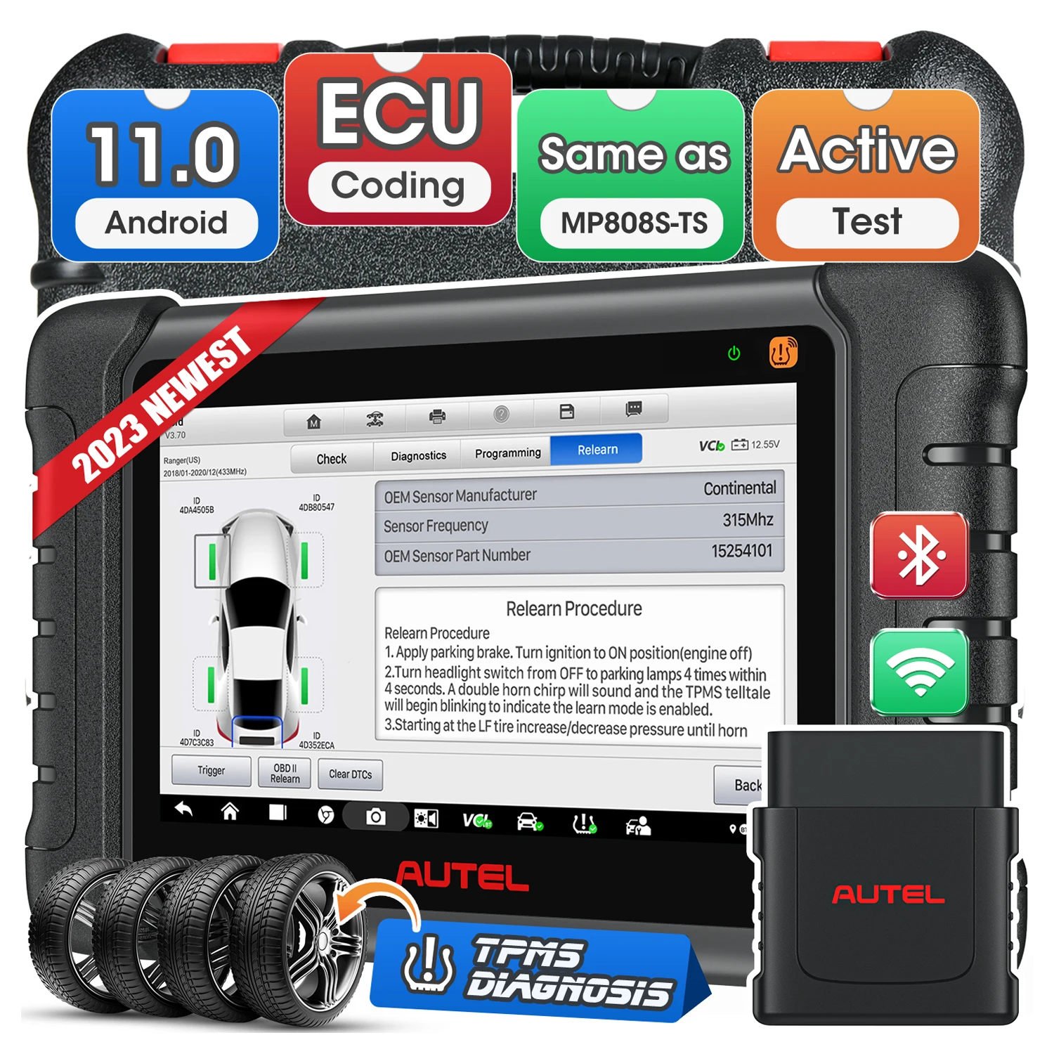 

Autel MaxiDAS DS808S TS Auto System Diagnostic Tablet with Mini VCI Car TPMS Sensor Professional Vehicle OBD 2 Scanner Tools