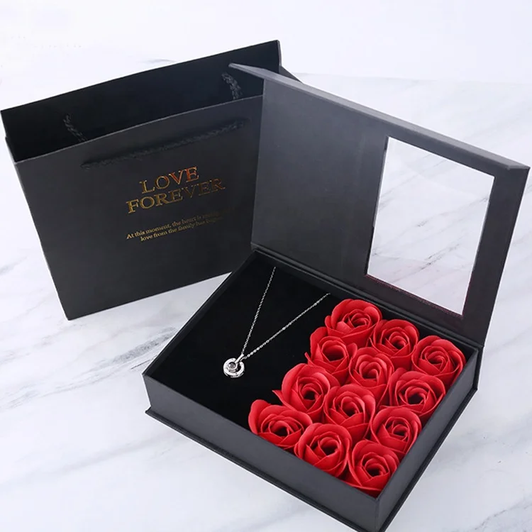 

Valentines day gift 2023 jewelry set luxury rose box for valentines day gift