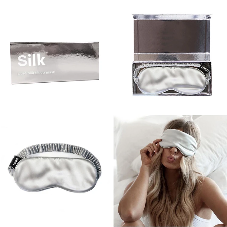 

Non-toxic 19 mm accept Custom Embroidery silk Sleep Eyeshade 100% Mulberry Silk Eye Mask, Color optional