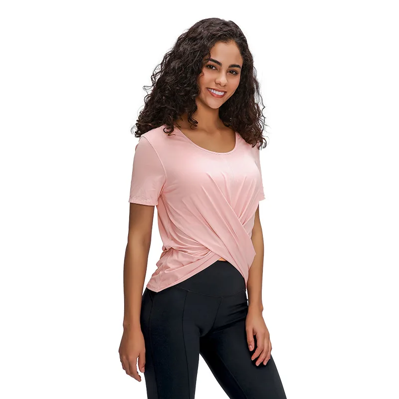 

Manufacture Special Cross Front Gym Crop Tank Top Dry Fast Workout Women Shirt, Customized colors