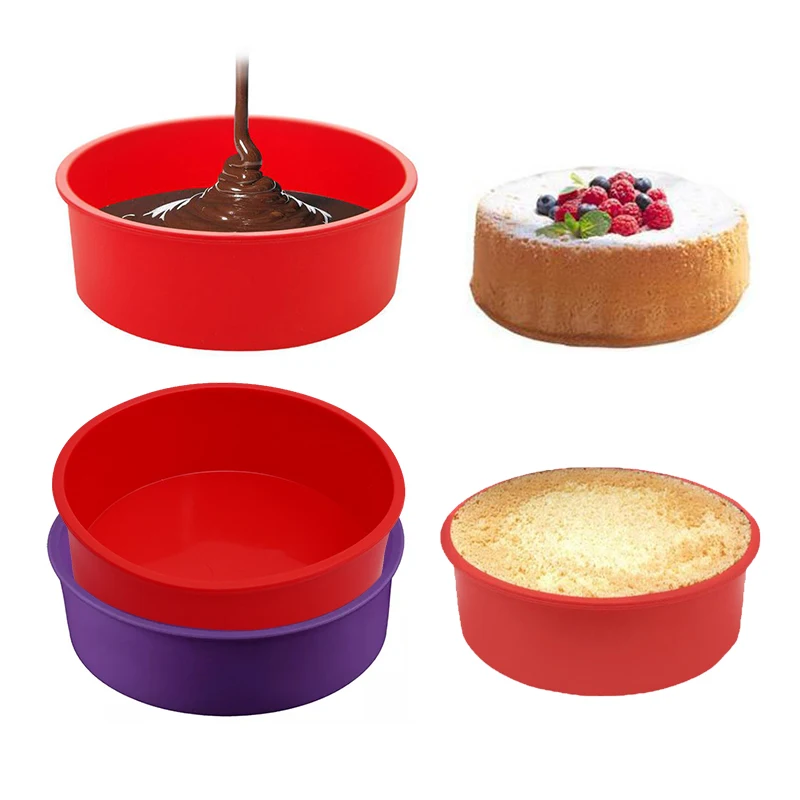 

Wholesale Diy Mousse Loaf Muffin Pans Round Baking Non-Stick For Kitchen Tools Bread Silicone Mold Cake Pan, Blue, green, red etc.