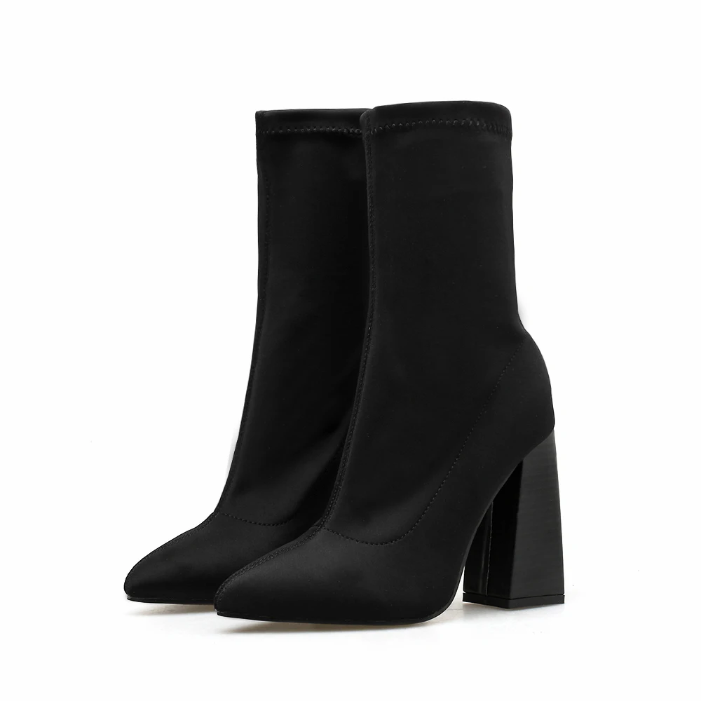 

Newest Elegant Glitter Heels With Black Ankle Boots For Women