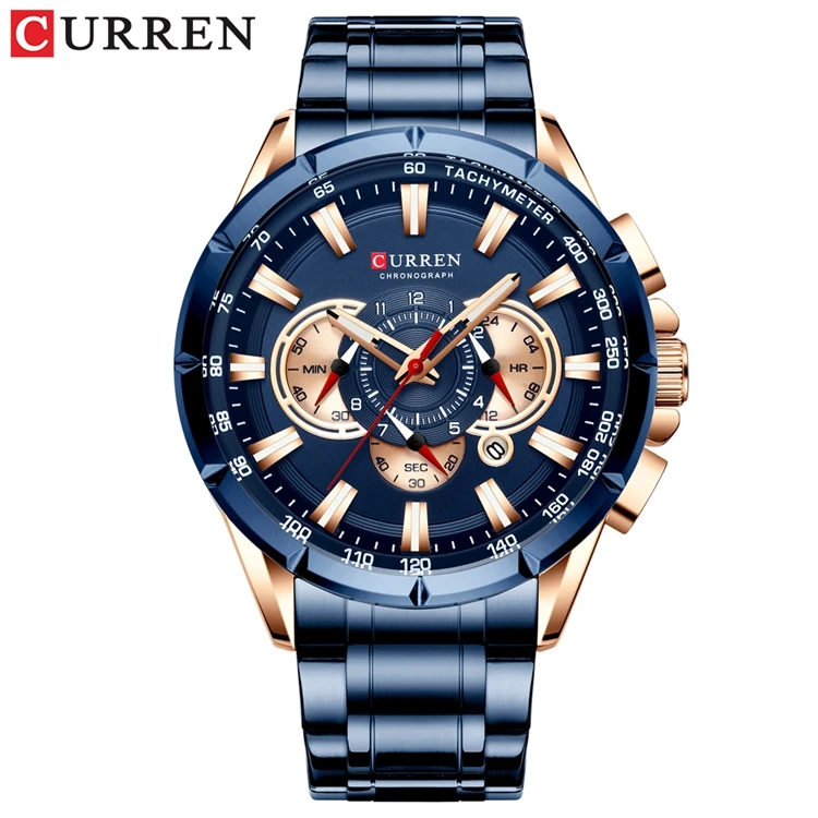 

CURREN 8363 Men Quartz Watch With Logo Stainless Steel Japan Quartz Chronograph Business Men Wrist Watches