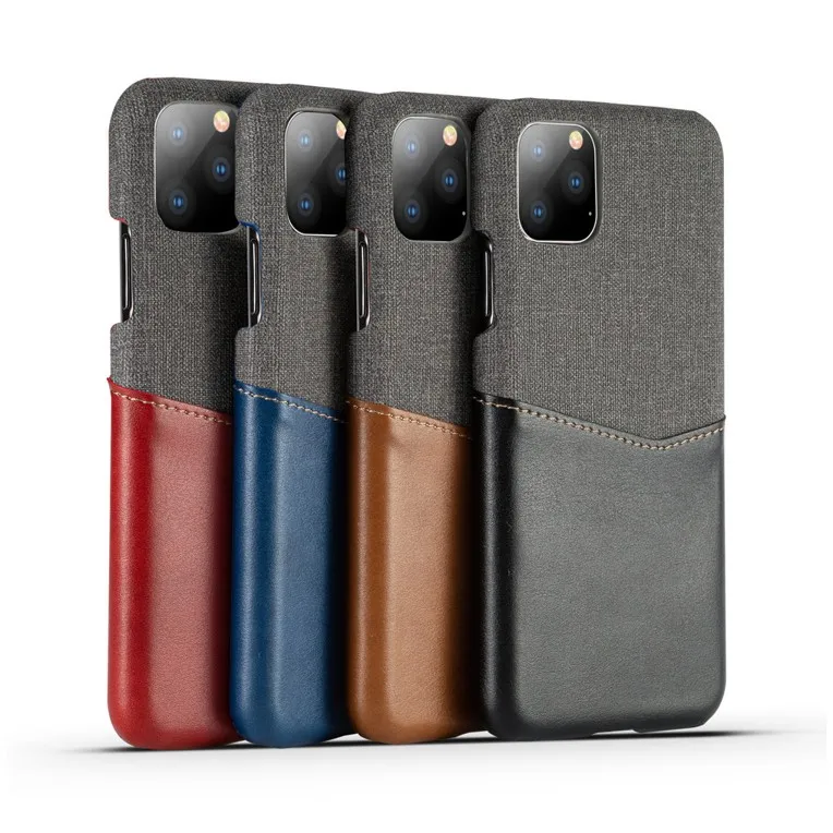 

New Design Stitching Pu Leather Cloth Fabric Card Slot Back Case For iPhone 11 Pro