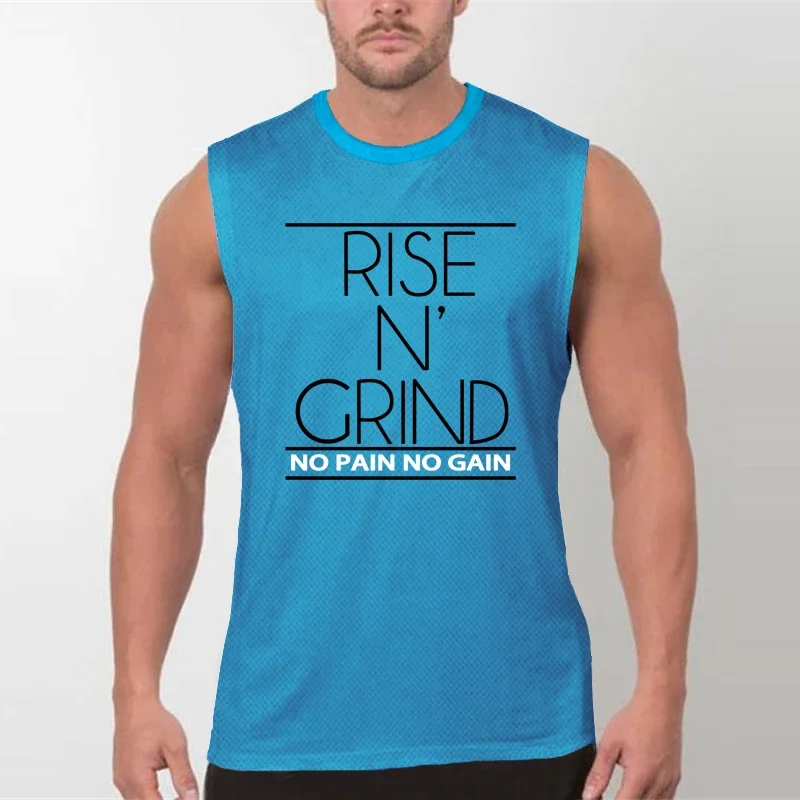 New Fashion Men's Casual Sports Tank Tops Summer Bodybuilding Sleeveless Shirts Fitness Muscle Vest Mesh O-neck Gym Clothing