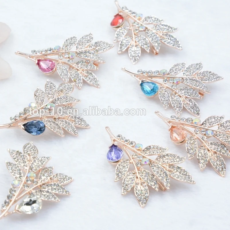 

Custom Newest 2020 Wholesale Luxury Rose Gold Safety Jewelry Pin Crystal Rhinestone Colorful Flower Brooch Pin Women Hot Sale, Color