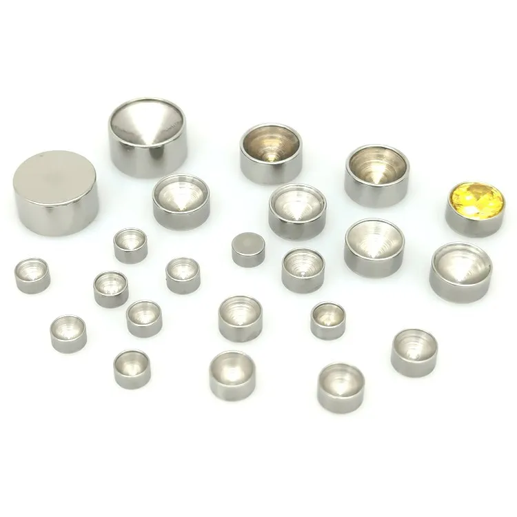 

100pcs/bag Stainless Steel Loose Findings Accessories Blank Caps Base Setting Tray With Loops For Zircon Setting Jewelry Making