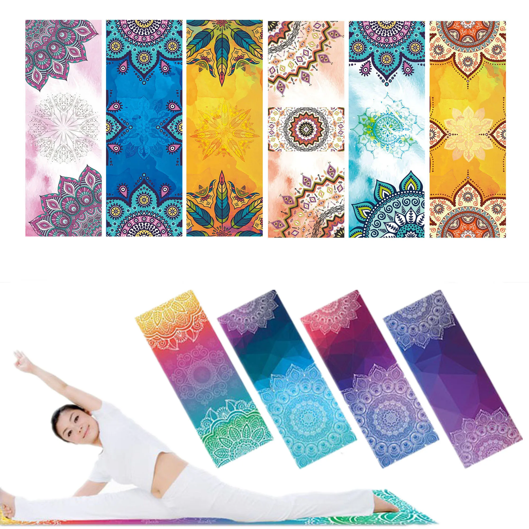 

2021 hot High Quality Elephant Pattern Eco Friendly Natural Rubber Washable Non Slip Custom Logo Suede Yoga Mat