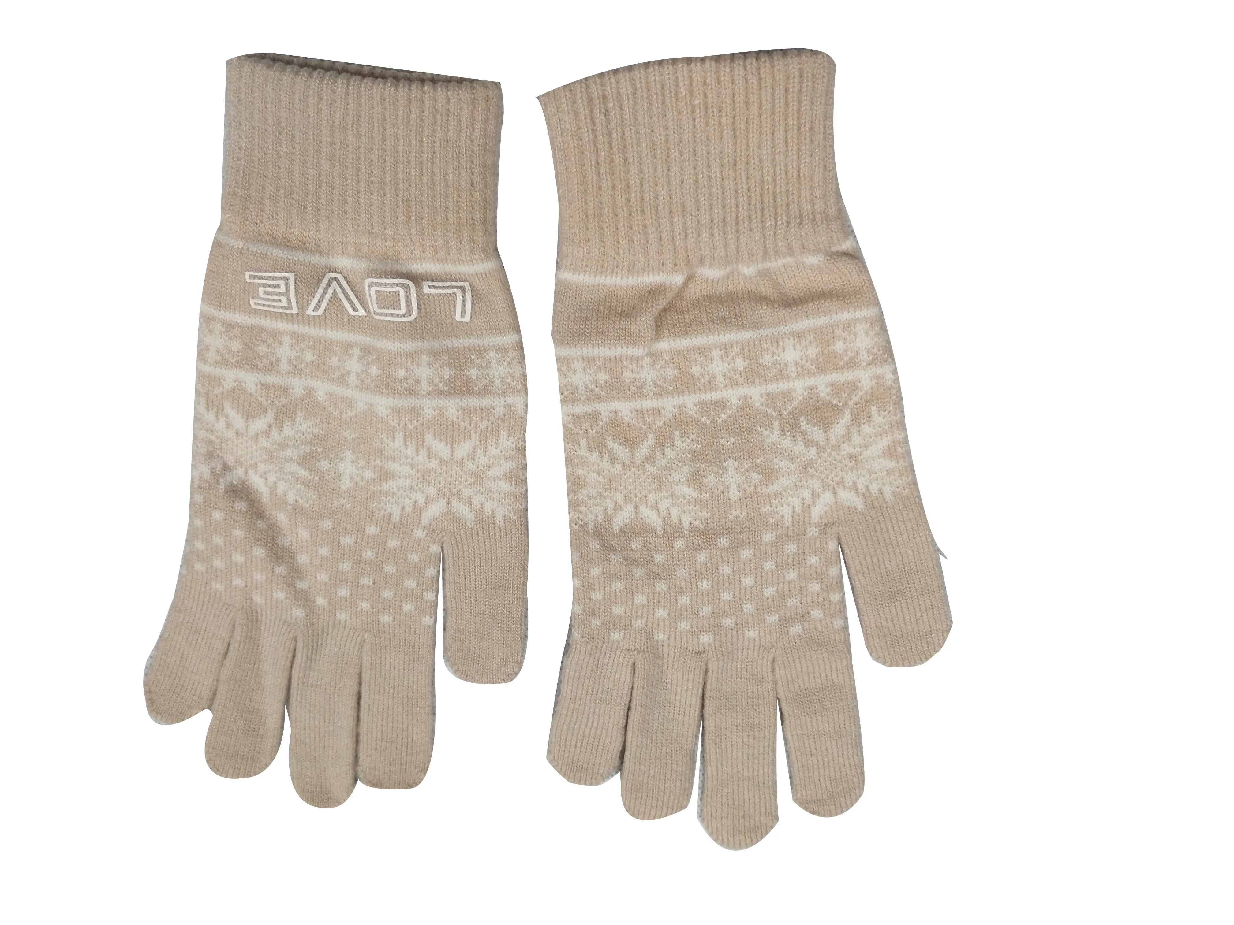 
Hot sale 100%Acrylic Knitted Jacquard pattern customized logo funky fashion warm winter Magic Gloves 