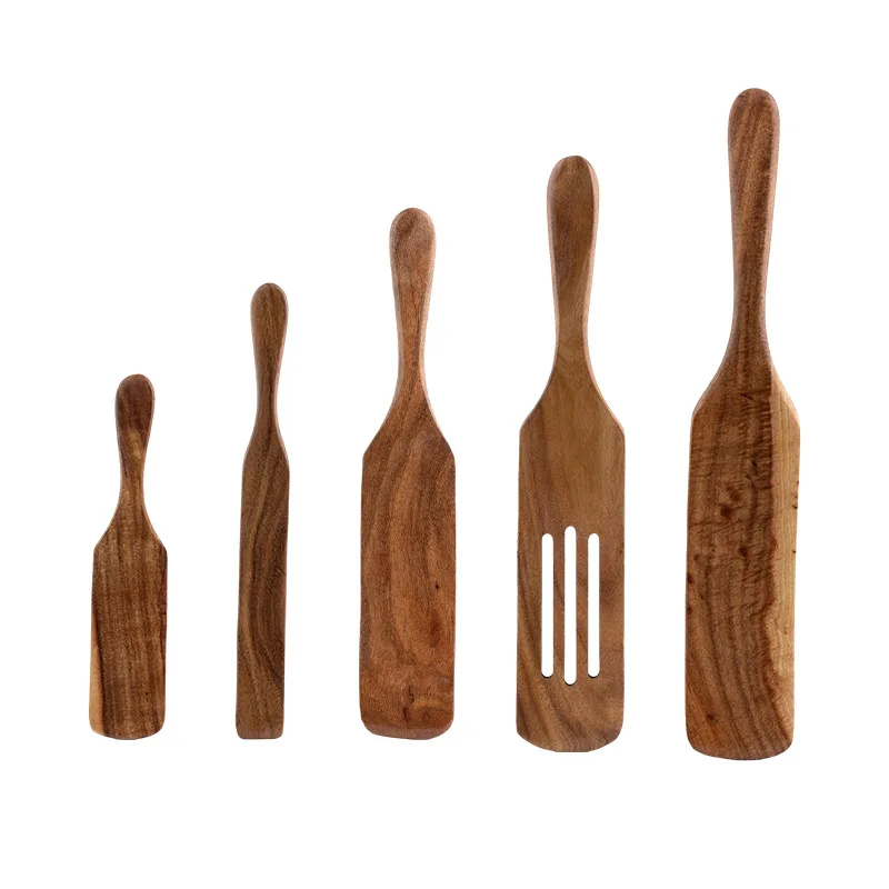 

2021 Hot Selling 4pcs 5pcs Kitchen Spurtle Set Natural Acaisa Wooden Bamboo Spurtle Set