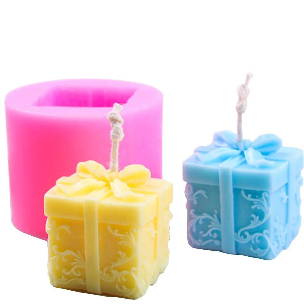 

Christmas Gift Box Candle Mould Aroma Candle Gypsum Molds DIY Craft Christmas Decoration Soap Making Silicone Mold moule bougie, Pink