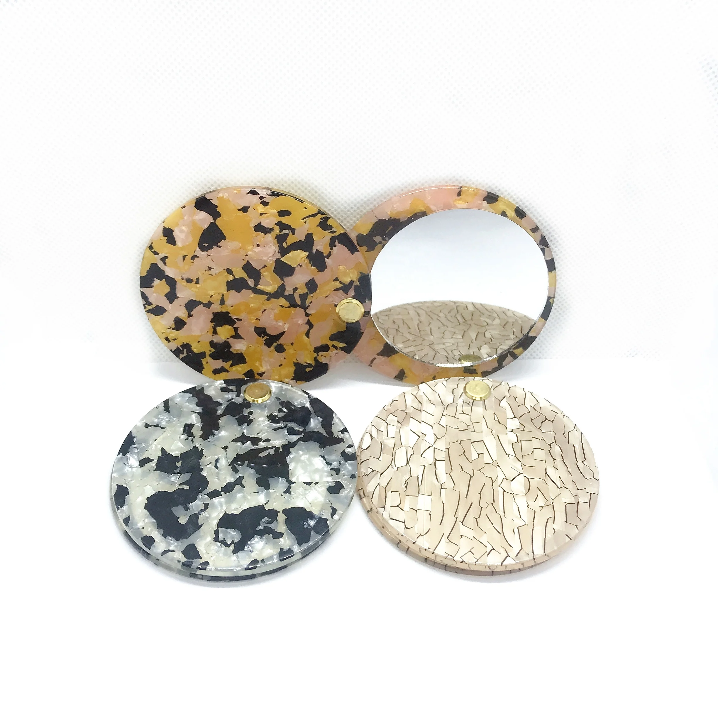 

Mini Makeup Compact Pocket Floral Portable Two-side Folding Women Vintage Cosmetic Mirrors, Customized color