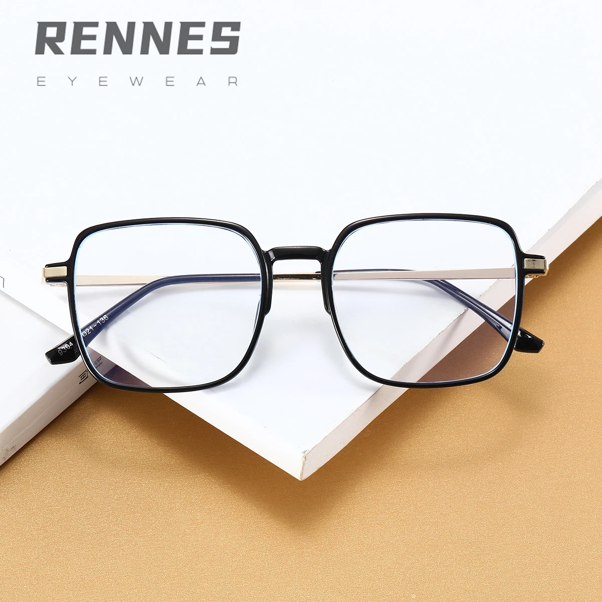 

RENNES 2021 New retro square frame anti-Blue-ray glasses women's plain glasses men can match myopia glasses Korean style fashion