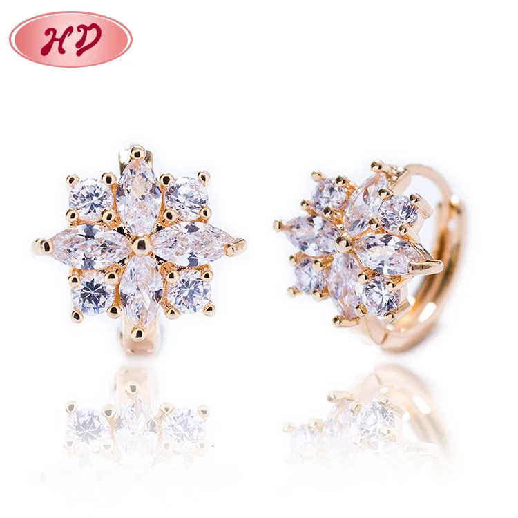 

Zircon celtic Jewelry Wedding no hole Earrings 18K White Gold Manmade Stud Earrings
