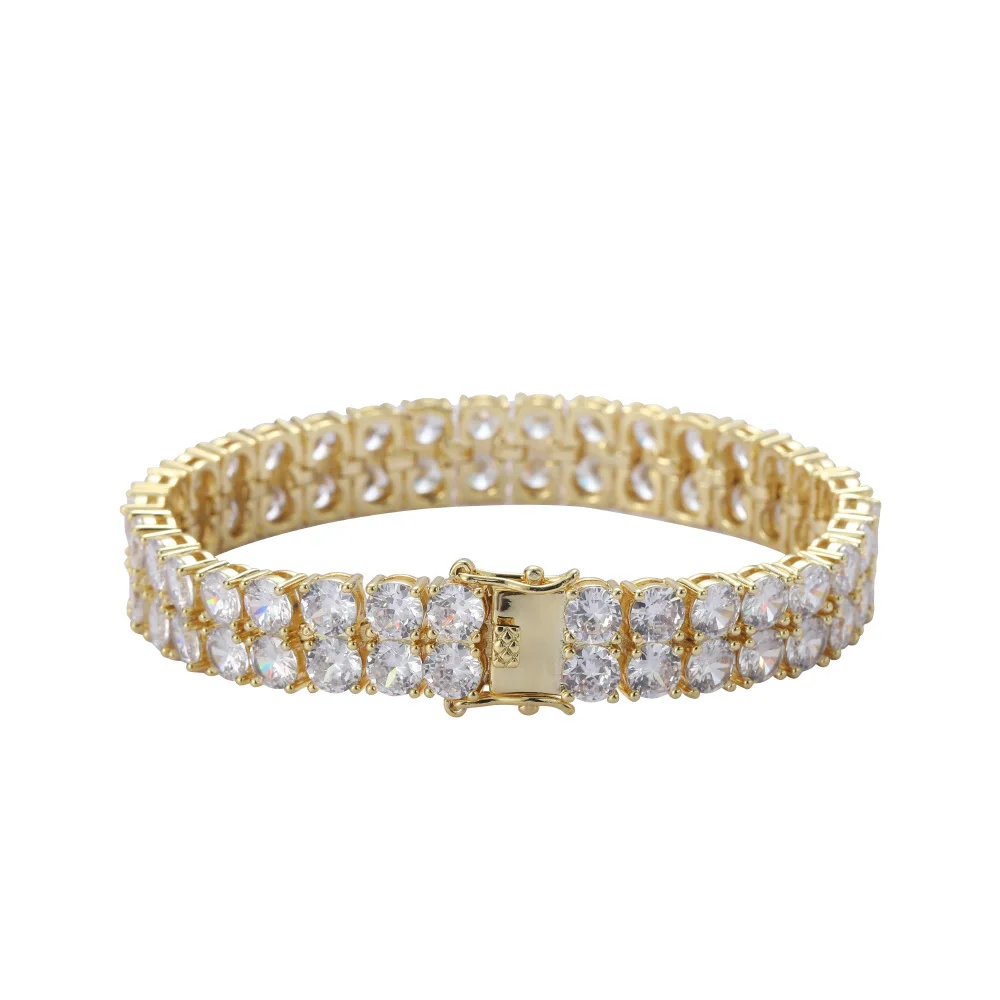 

Hip-hop jewelry tik tok trend 10mm double row tennis bracelet double row copper zirconium hip-hop bracelet tennis bracelet