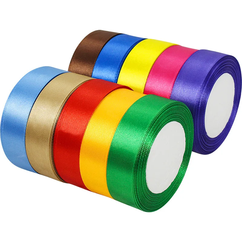 

Wholesale 25mm wide single-sided polyester satin ribbon roll, Customized color