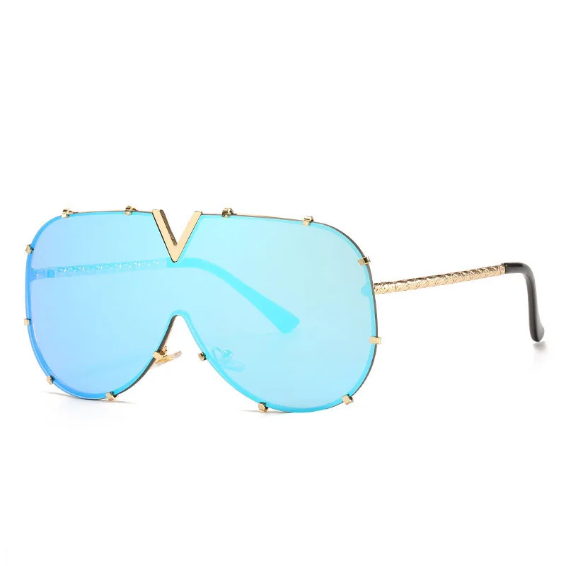 

Women New Style Colorful Trendy Sun glasses One Piece Lens Metal Sunglasses