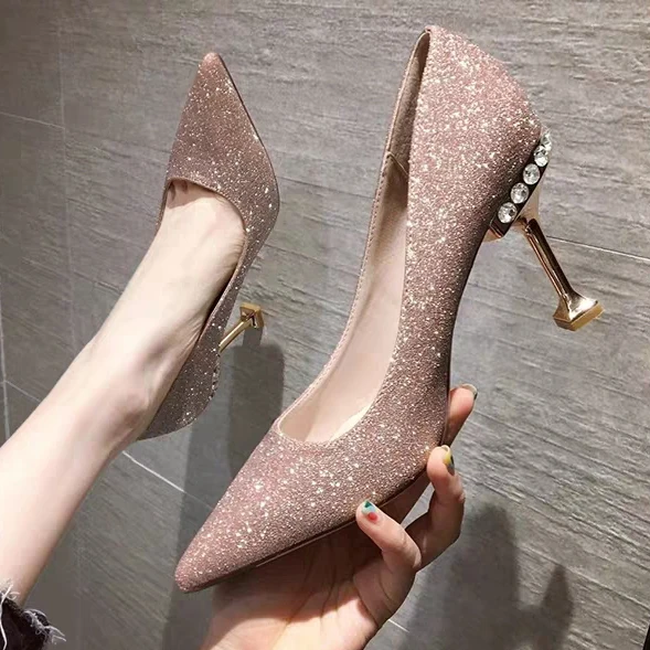 

New Fashion High Heel Women Sandals Luxury Diamond High Heel Shoes,Shoes Women Heels, Silve/champagne