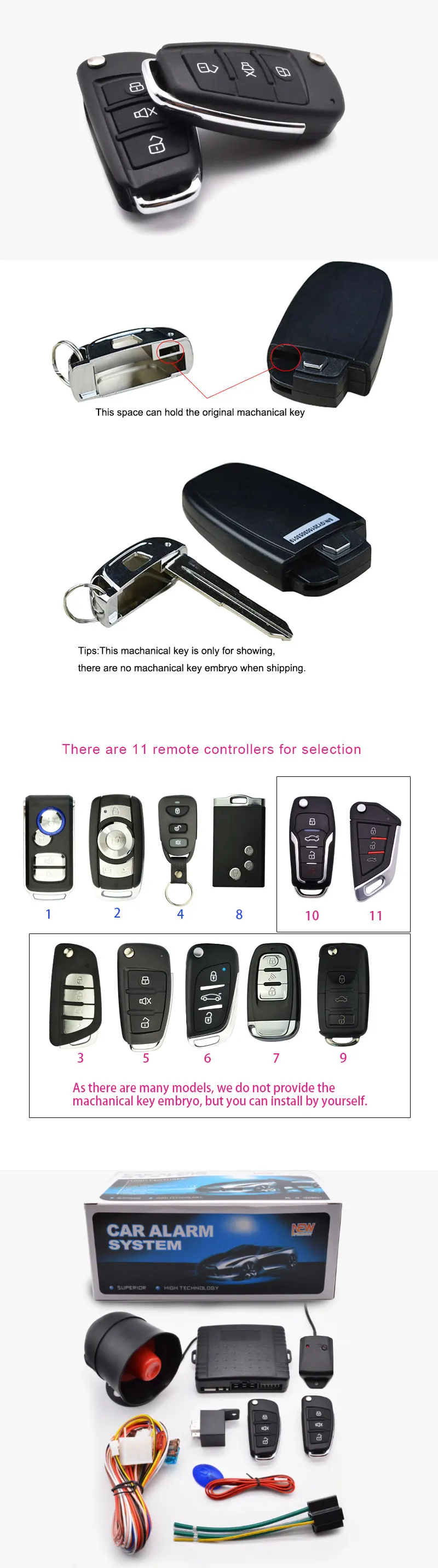 High Quality One Way Auto Chip Start Stop Engine Button Vibration Remote Car Alarms Security
