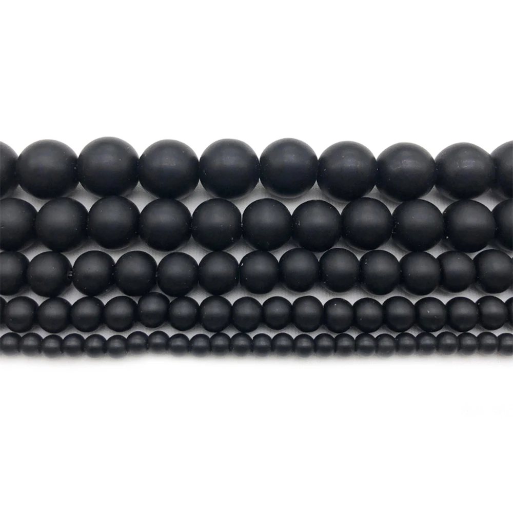 

Natural Matte Synthetic Onyx Black Stone Beads For Bracelet Necklace Jewelry Making