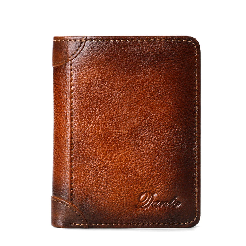 

Men's high-grade genuine leather wallet gift box set, retro atmosphere, fashion, large capacity Mini Wallet, 4 colors
