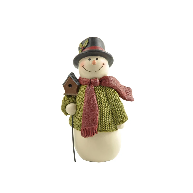 Amazon hot sale resin snowman figurines with house for christmas decoration