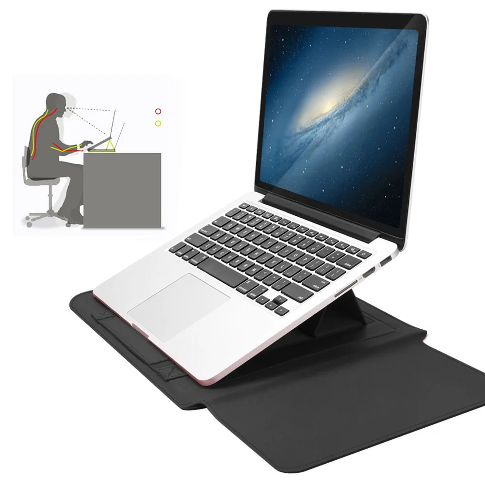 

Multi Function Foldable Portable Soft Leather Laptop Stand Bag for Men Women, Red / brown / green/ grey /black