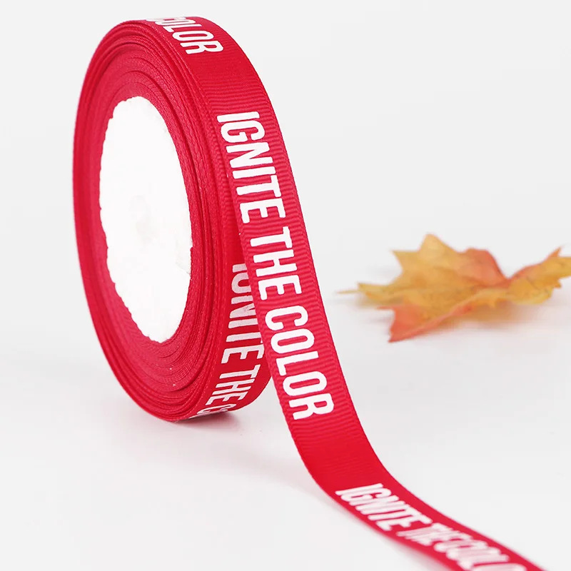 

Factory Wholesale Packing Gift 5/8'' Red Grosgrain Ribbon Custom Printed Ribbon Logo For Decoration, Customized
