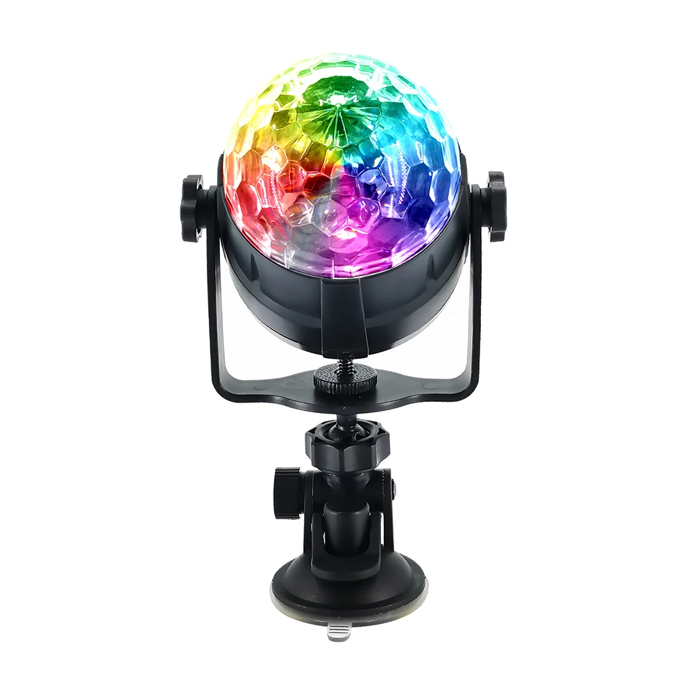

Free Shipping USB Sound Activated Rotating Disco Ball Party Lights Strobe Light 3W RGB LED Stage Lights, Black