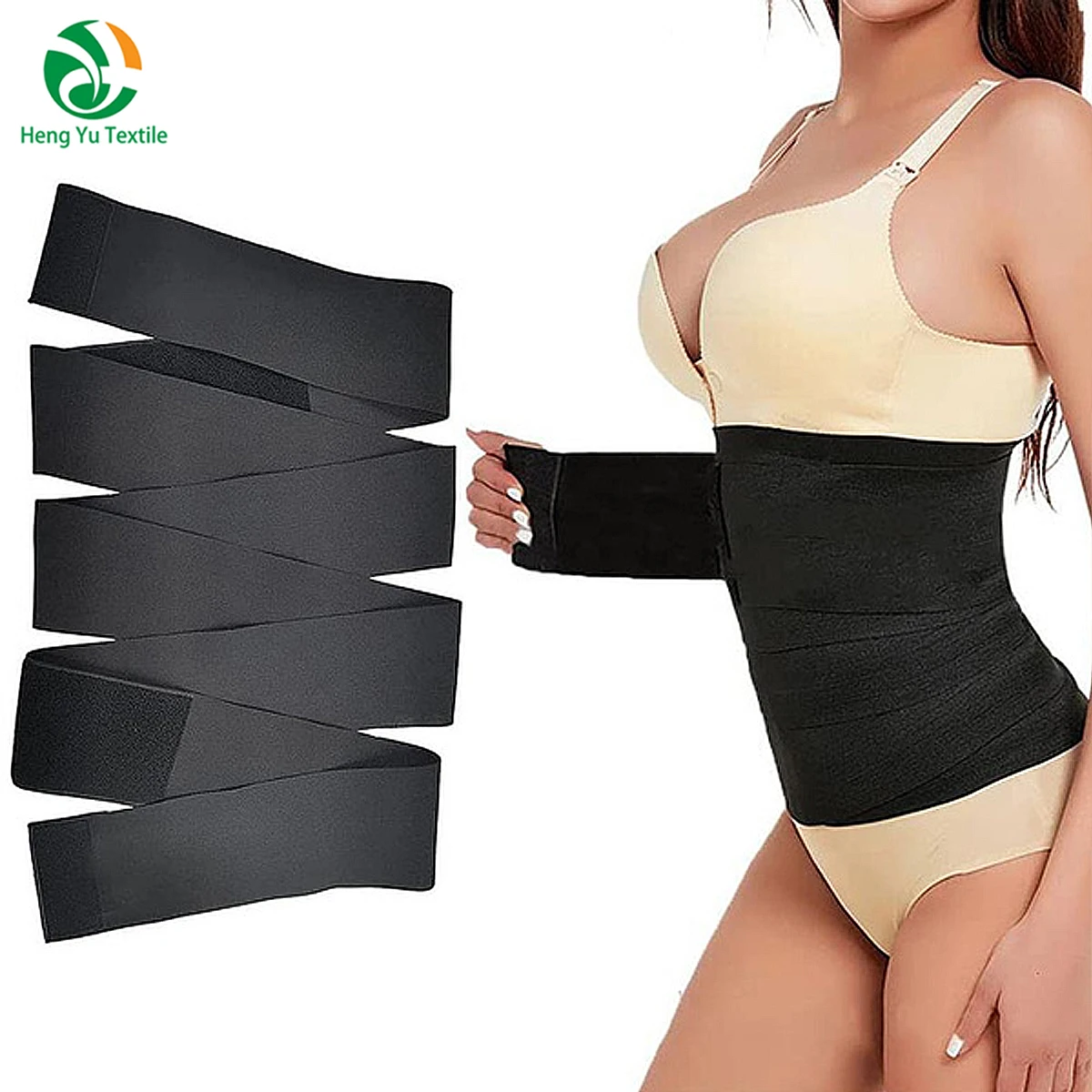 

Adjustable elastic Wrap Waist Trainer Tape Body Shaper Belt, Black