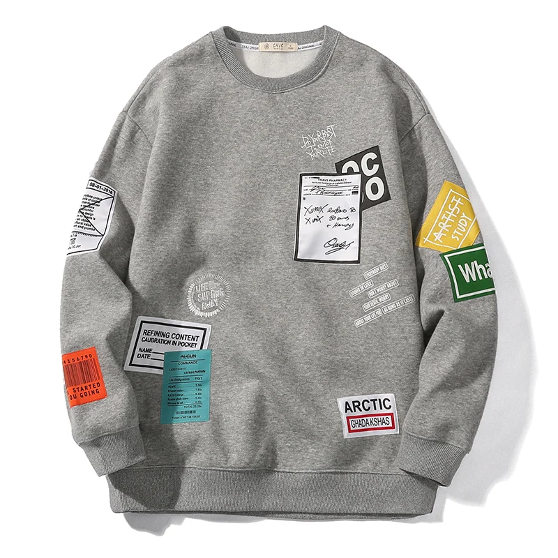 

Men's casual walking wearable clothing trendy letters printed o-neck sweaters loose pullover sweatshirt daily life shirts