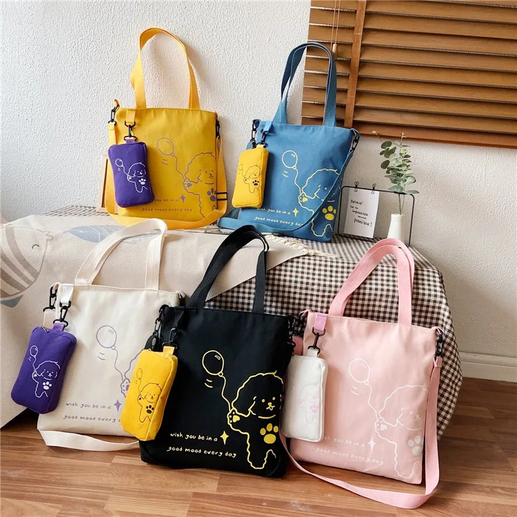 

Large Capacity Canvas Shoulder Bag New Arrivals Colorful Canvas Tote Bag Shoulder For Girls Student