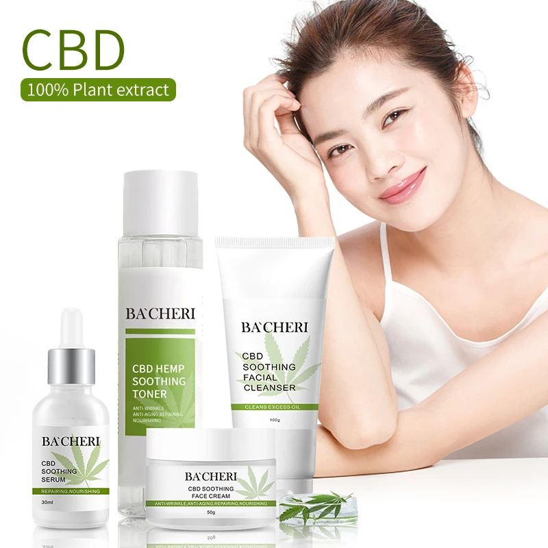 

Private Label Custom Sensive Skin Natural Organic Anti Ance Repairing Soothing CBD Skin Care Set For Face