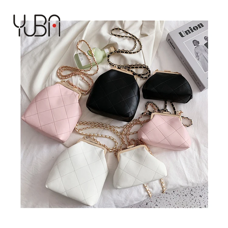 

Wholesale Embroidery Quilted Chic 2021 bags women handbags Ladies Plaid Chains Shoulder Clip kawaii purse, Customizable