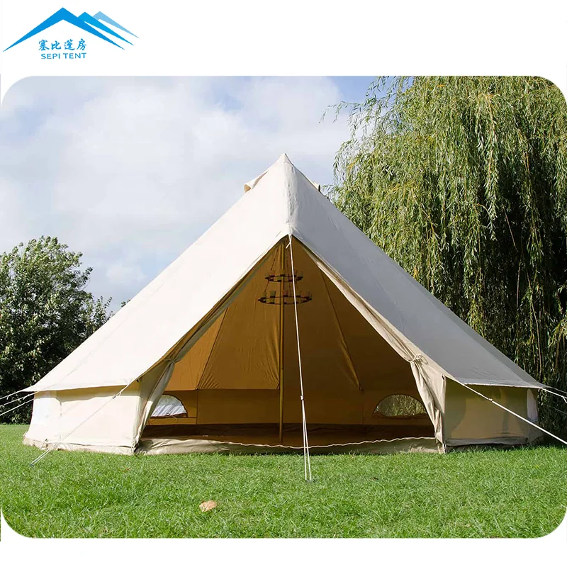 

Glamping canvas waterproof lotus emporer bell tent 5m 6m 7m camping yurts for sale