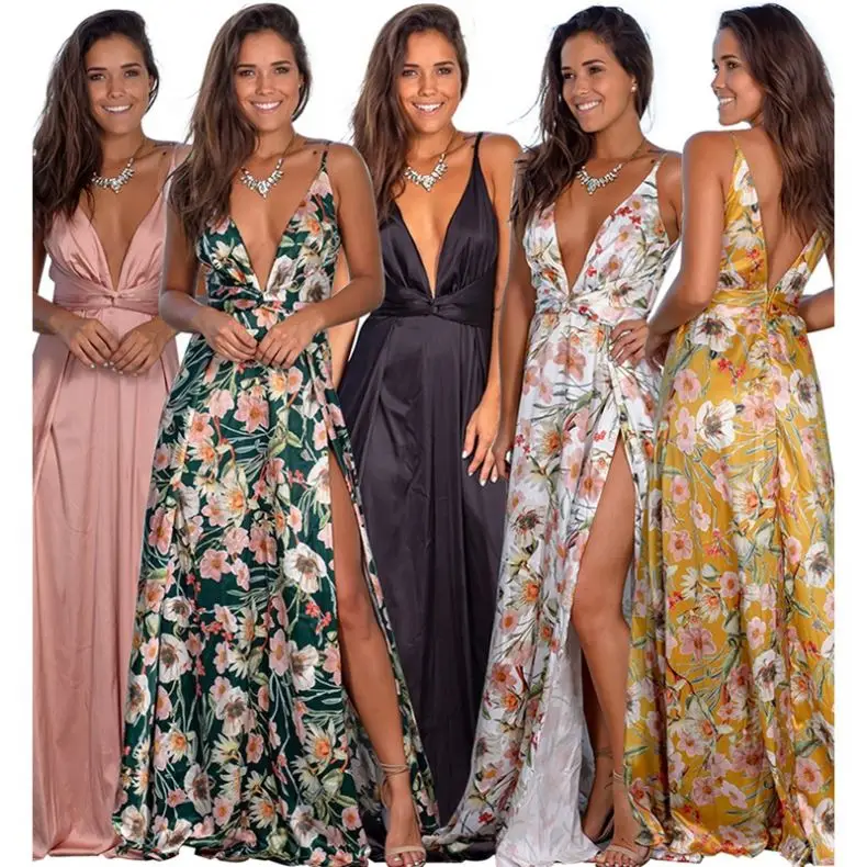 

Floral Print Women Boho Style Long Maxi Dress Summer Club sexy Dress for ladies