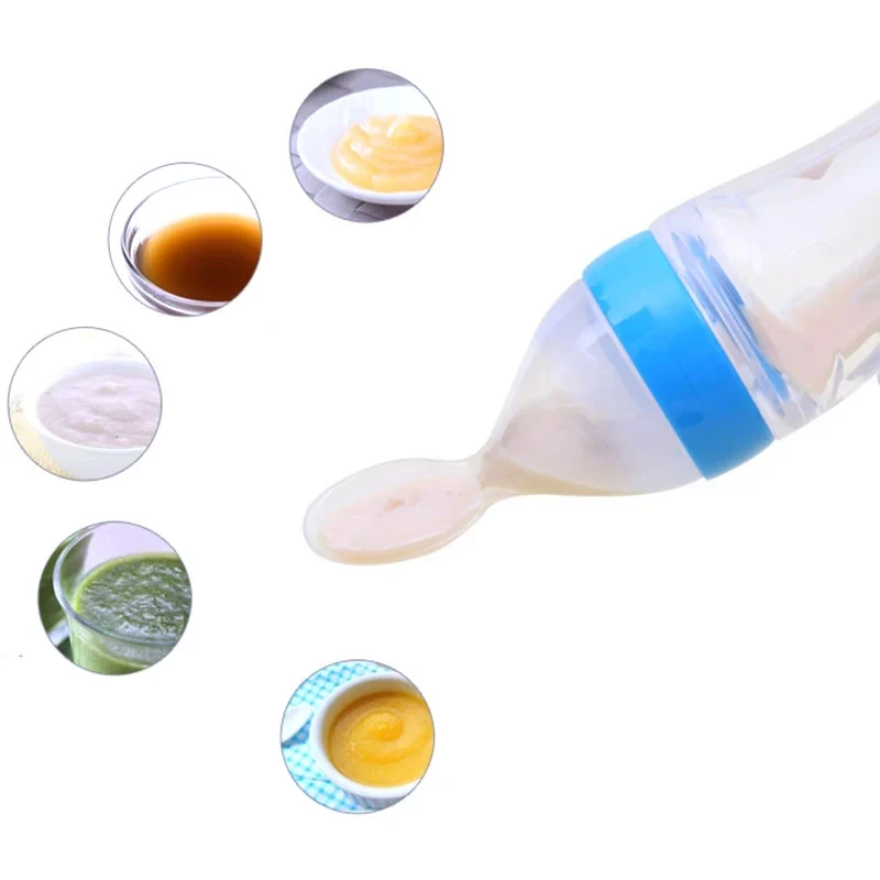 

90ML Safe Newborn Baby Feeding Bottle Toddler Silicone Squeeze Feeding Spoon Milk Bottle Baby Training Feeder Food Supplement