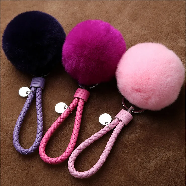 
Good quality Factory wholesale car real rex rabbit fur pom balls 