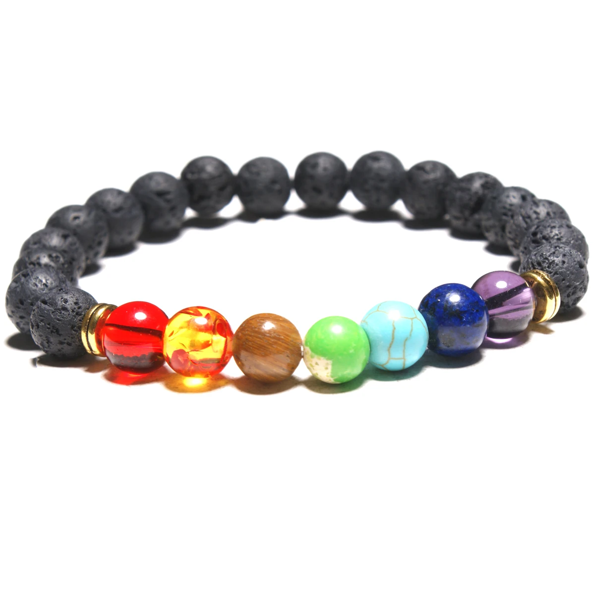 Lava Stone Beaded Bracelet Natural Healing Balance Beads Yoga Valconic ...