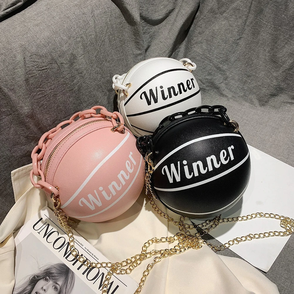 

wholesale fashion round mini pink basketball purse girl letters satchel shoulder crossbody bag chain kids handbags for women