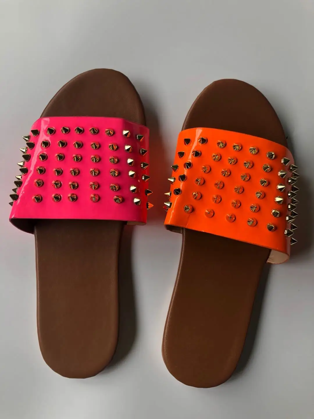 woman flat stud sandals slipper spike shoes