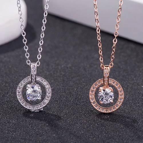 

Charm Fashion Trendy Factory Wholesale 925 Sterling Silver Diamond Circle Necklace Women's jewelry DIY